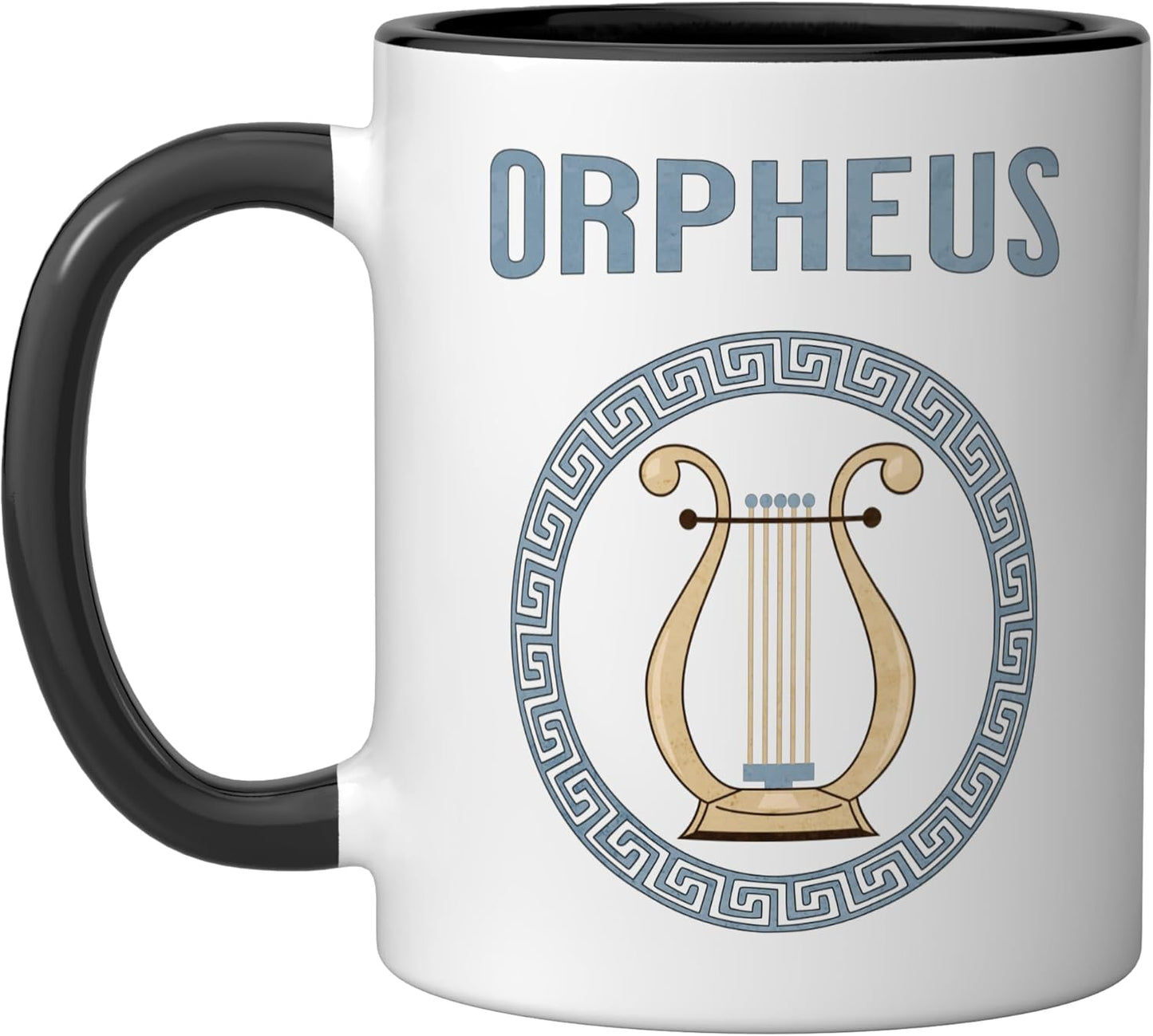 Taza de cerámica mitología griega antigua color negro y blanco