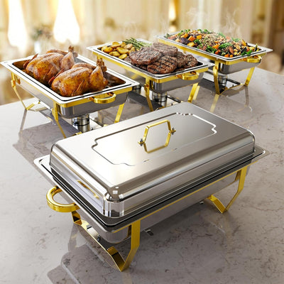 Set 4 platos bufé acero inox apilables para eventos