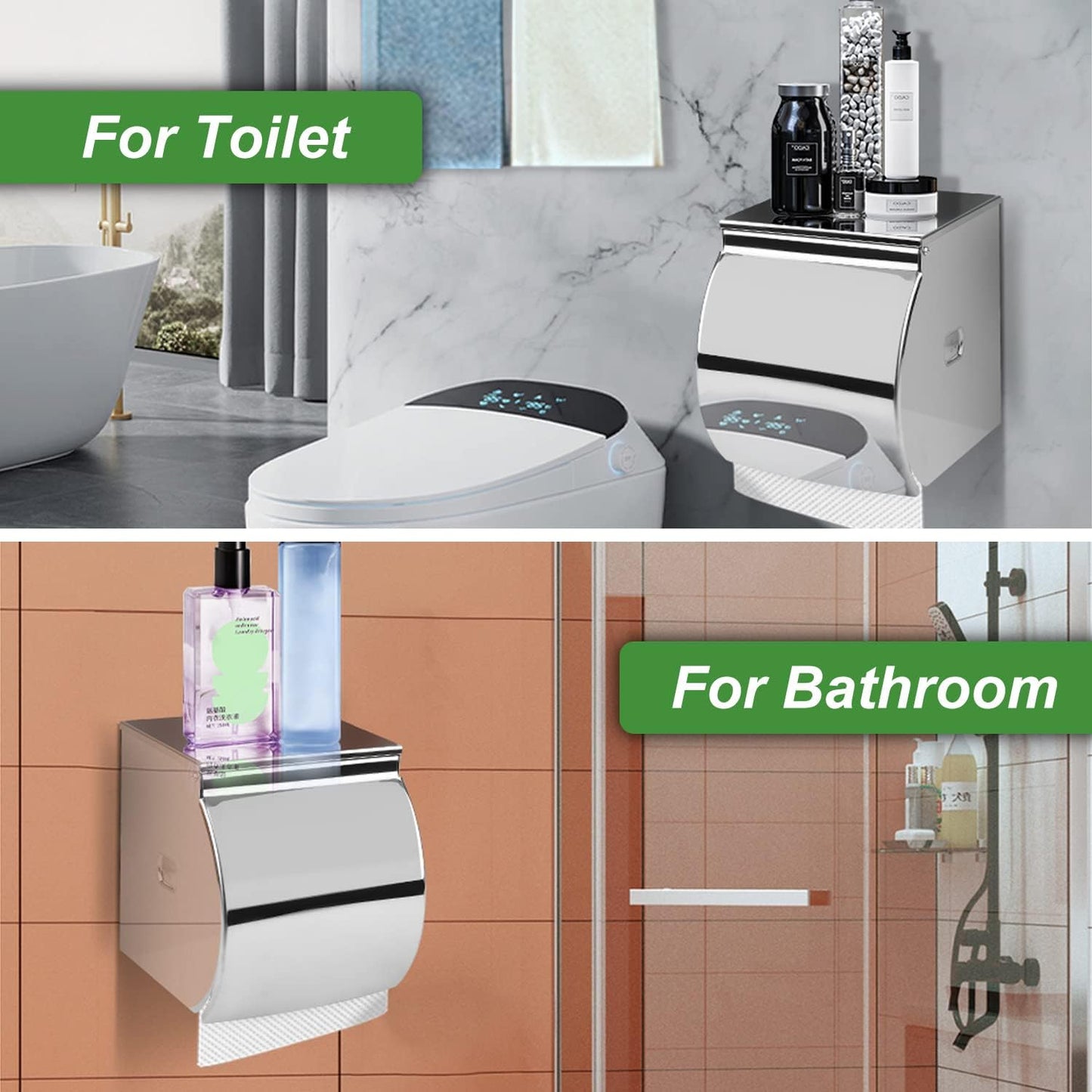 Soporte papel higiénico autoadhesivo con estante para teléfono