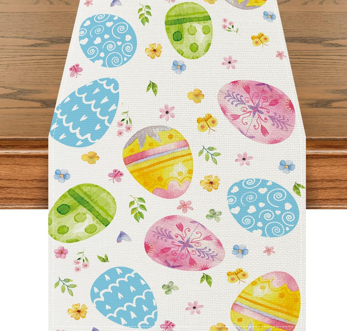 Camino mesa Pascua 72x13pulg huevo acuarela patrón floral