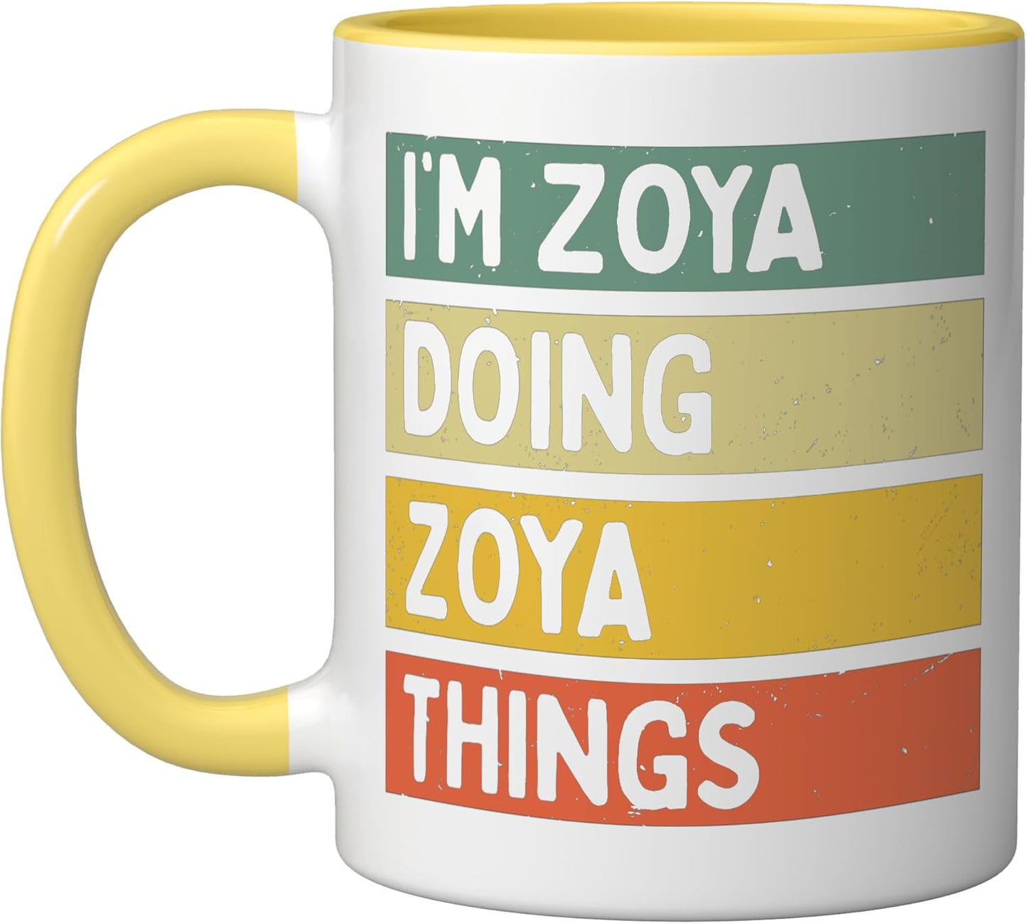 Taza Cerámica Personalizada con Frase Humorística Amarillo/Blanco