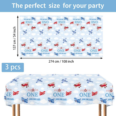Mantel de cumpleaños de avión para niños de plástico impermeable