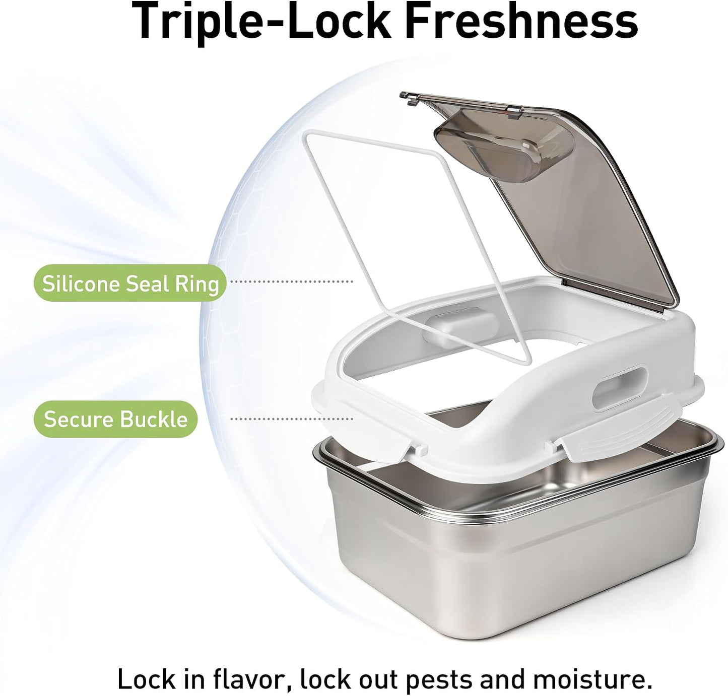 Contenedor alimento mascotas acero inox 304 hermético con cuchara