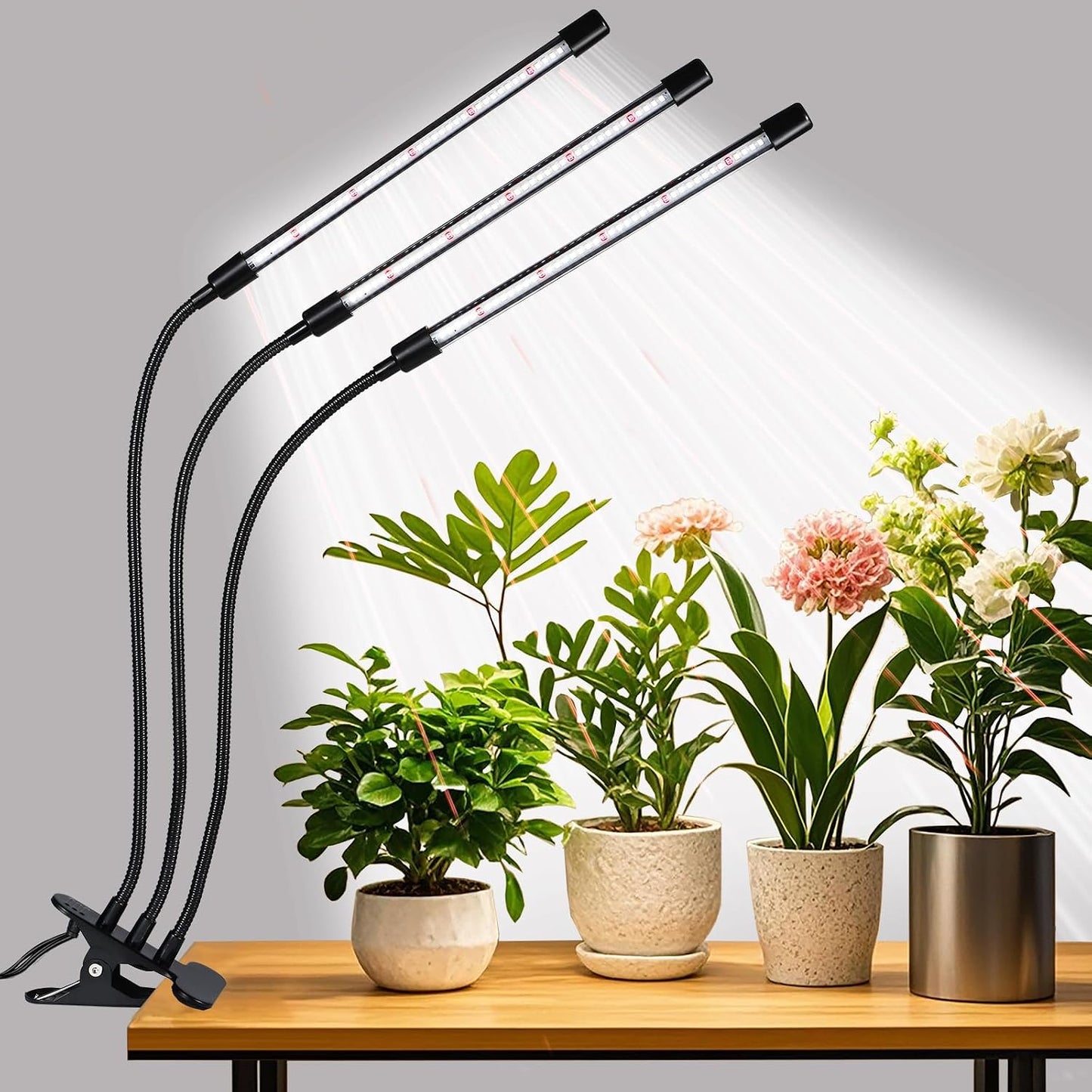 3 Cabezales Luces Crecimiento Plantas 126 LEDs Espectro Completo