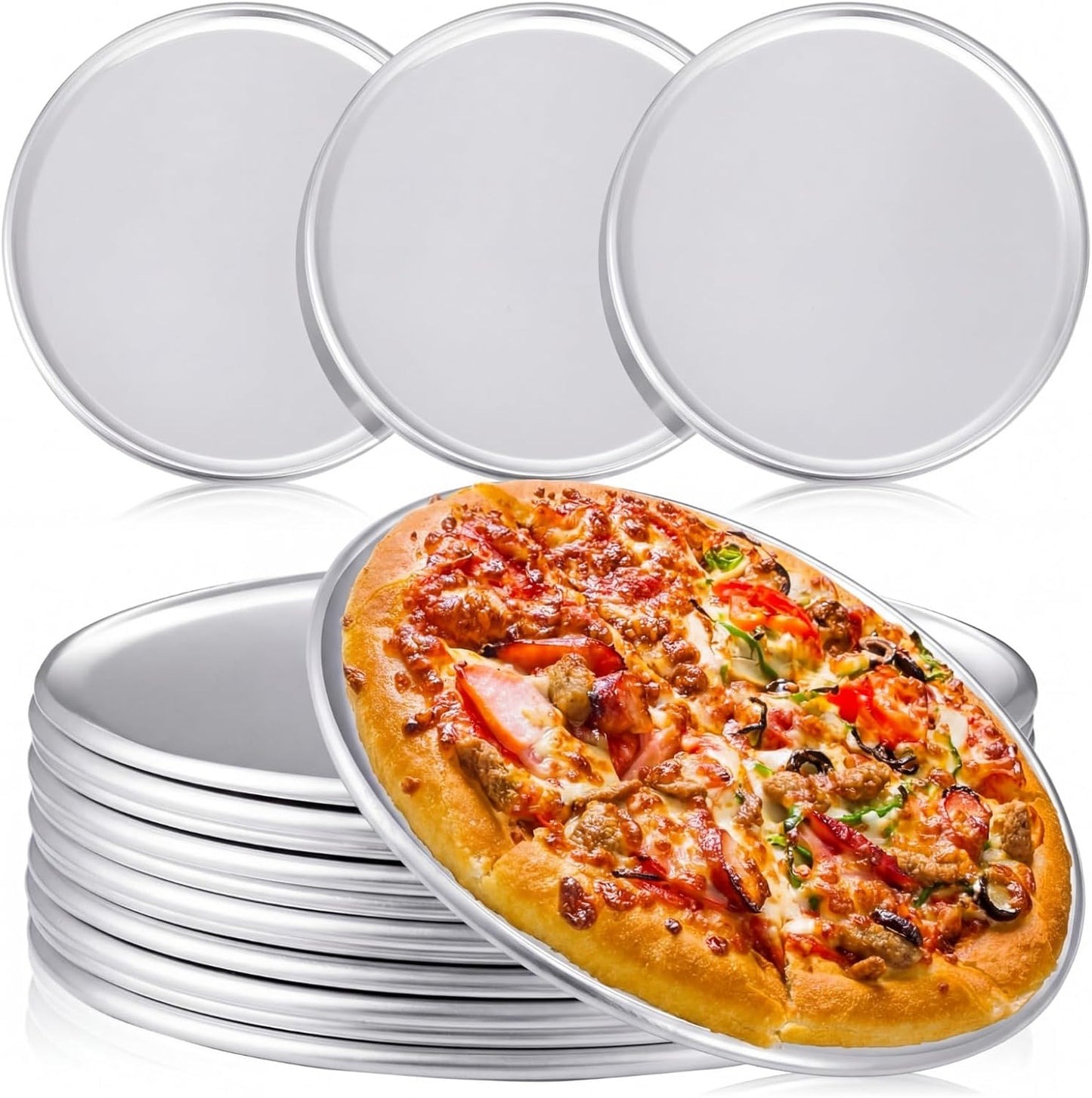 Juego de 24 moldes para pizza de aluminio sin óxido para horno