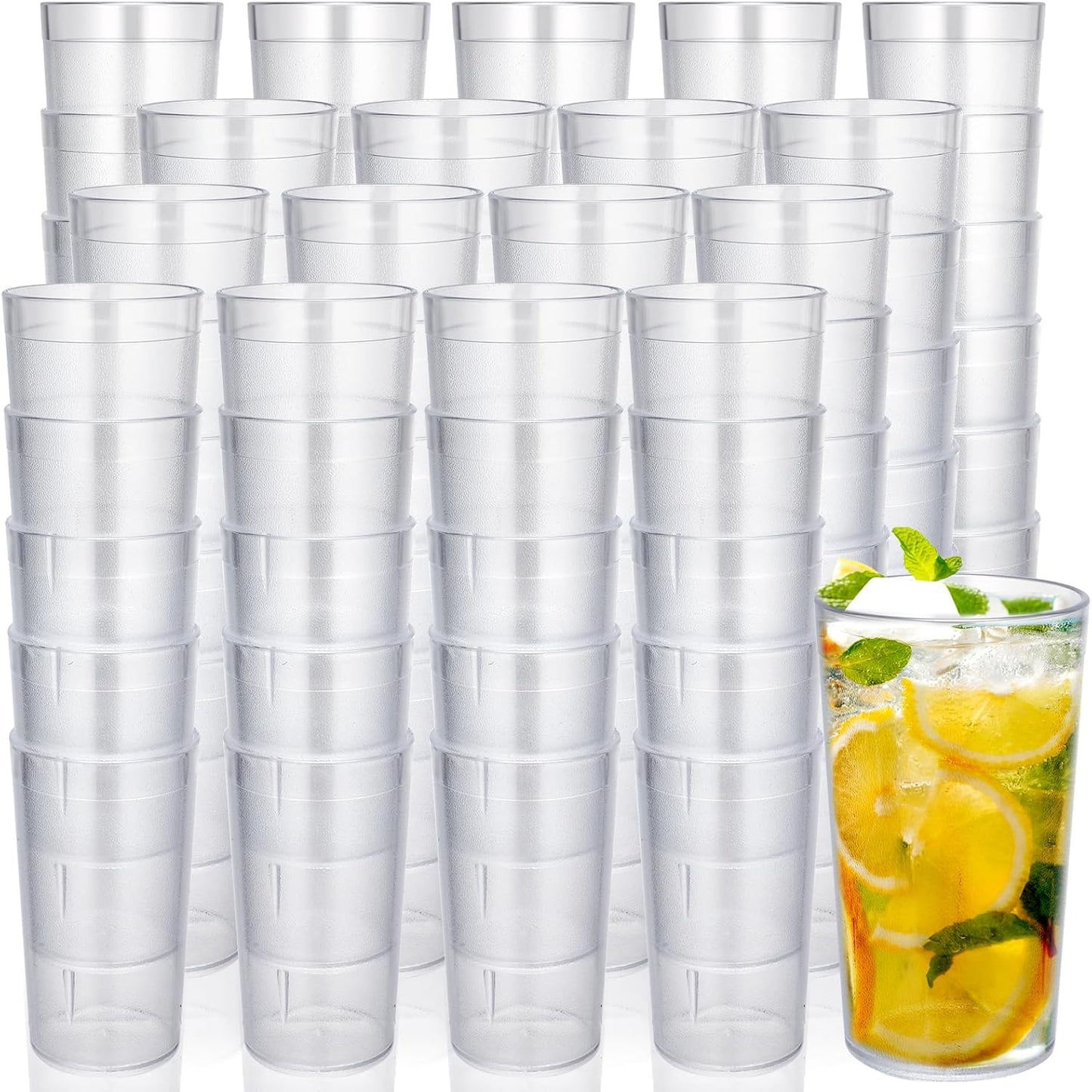 Vasos plástico transparente 12oz reutilizables apilables