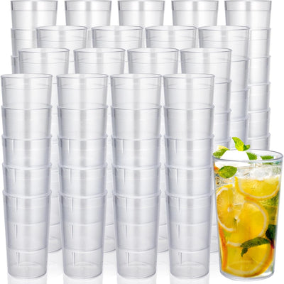 Vasos plástico transparente 12oz reutilizables apilables