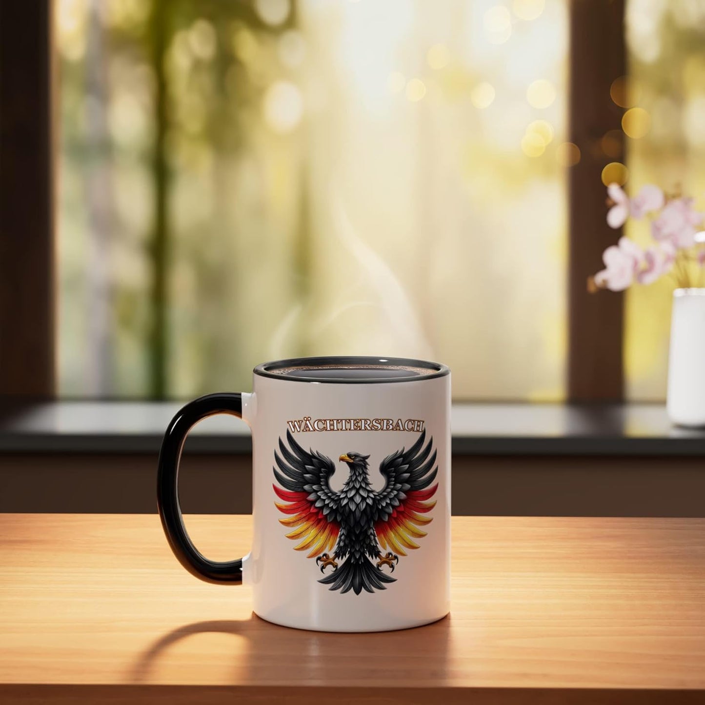 Taza cerámica Wächtersbach Alemania negro/blanco