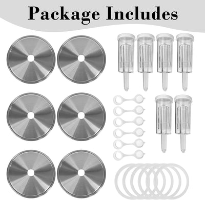Kit 6 tapas fermentación acero inox 304 con esclusas aire