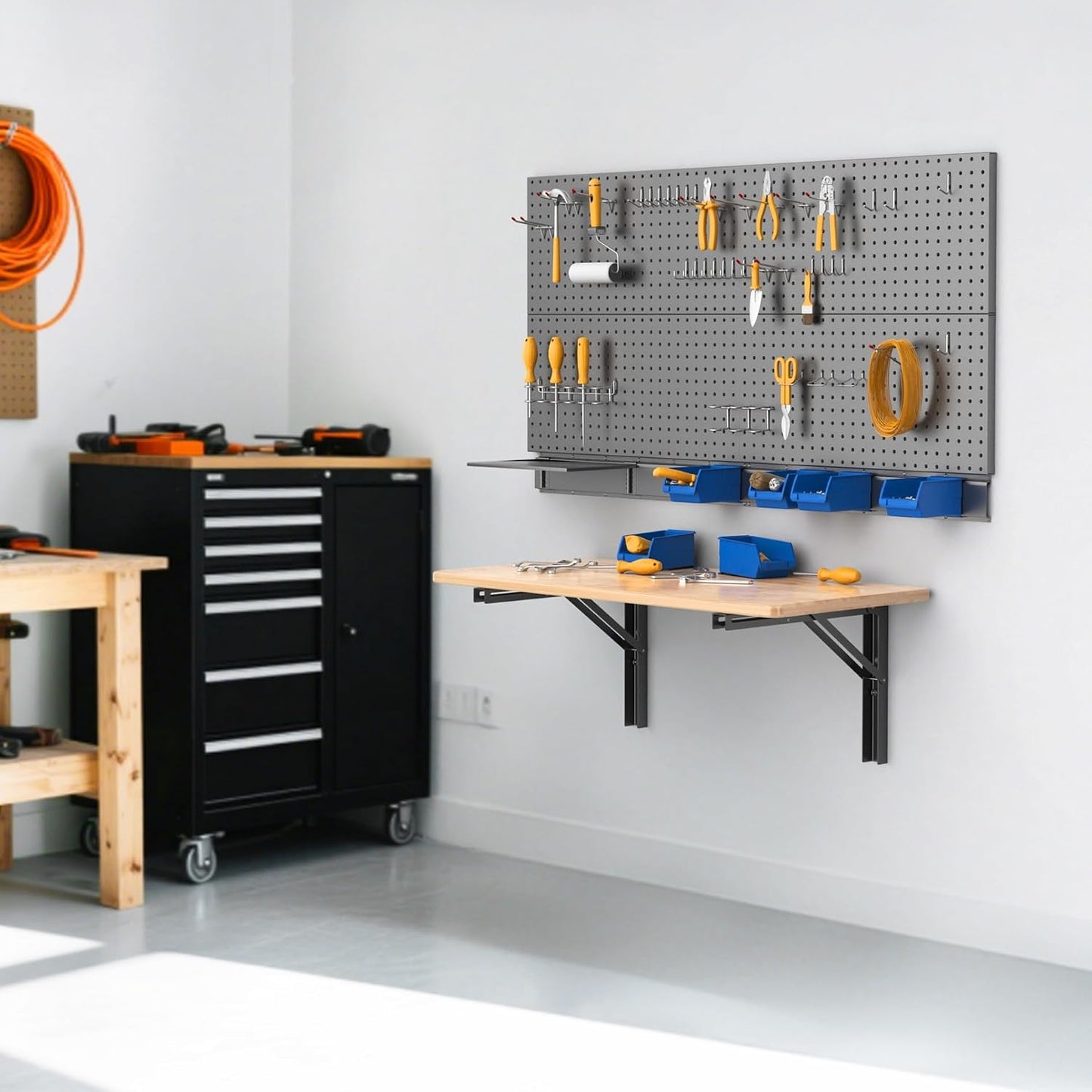 Banco trabajo plegable pared resistente garaje 31.5x15.75pulg
