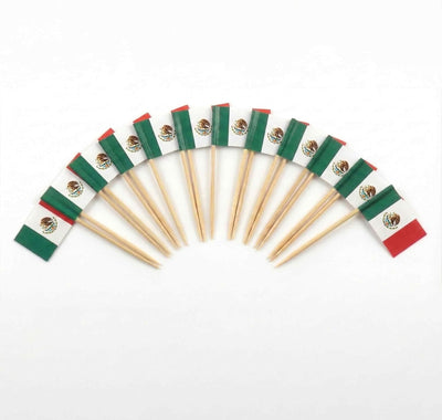 120 Palillos Bambú 2.6pulg con Banderas para Decorar Eventos