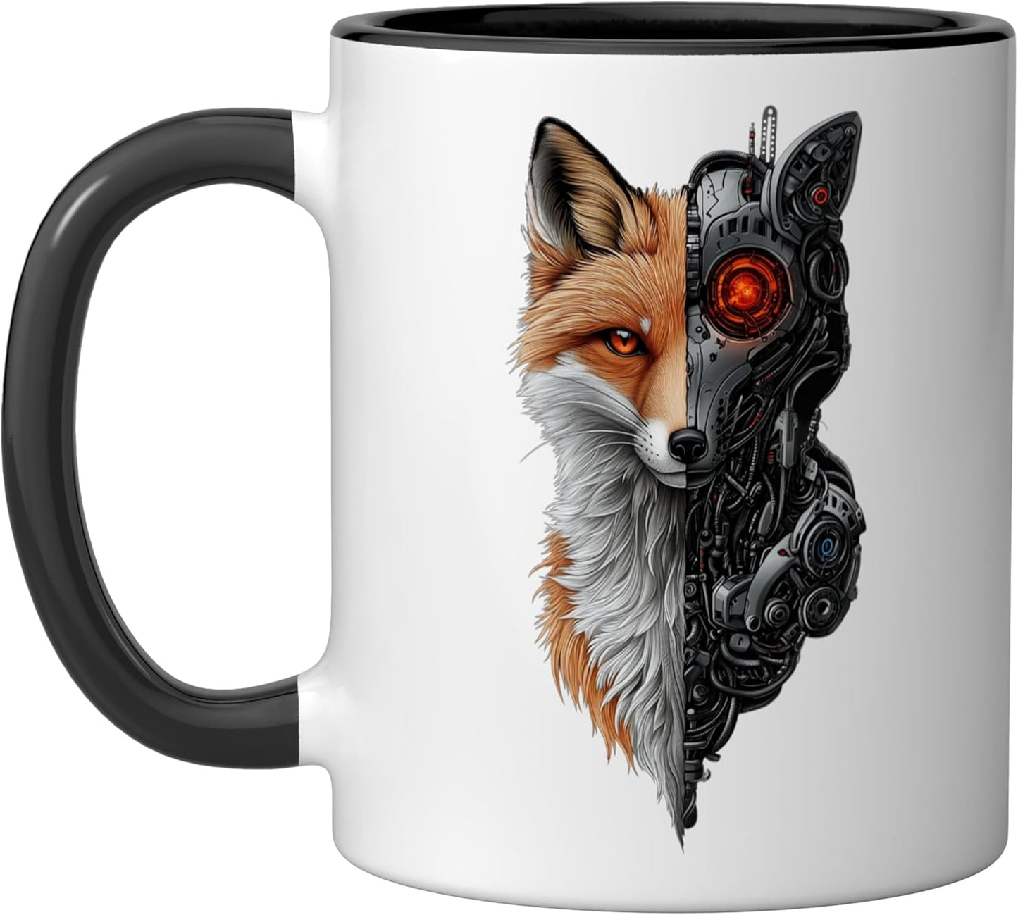 Taza Cerámica Fox Lover Robótica Dystópica Negro/Blanco