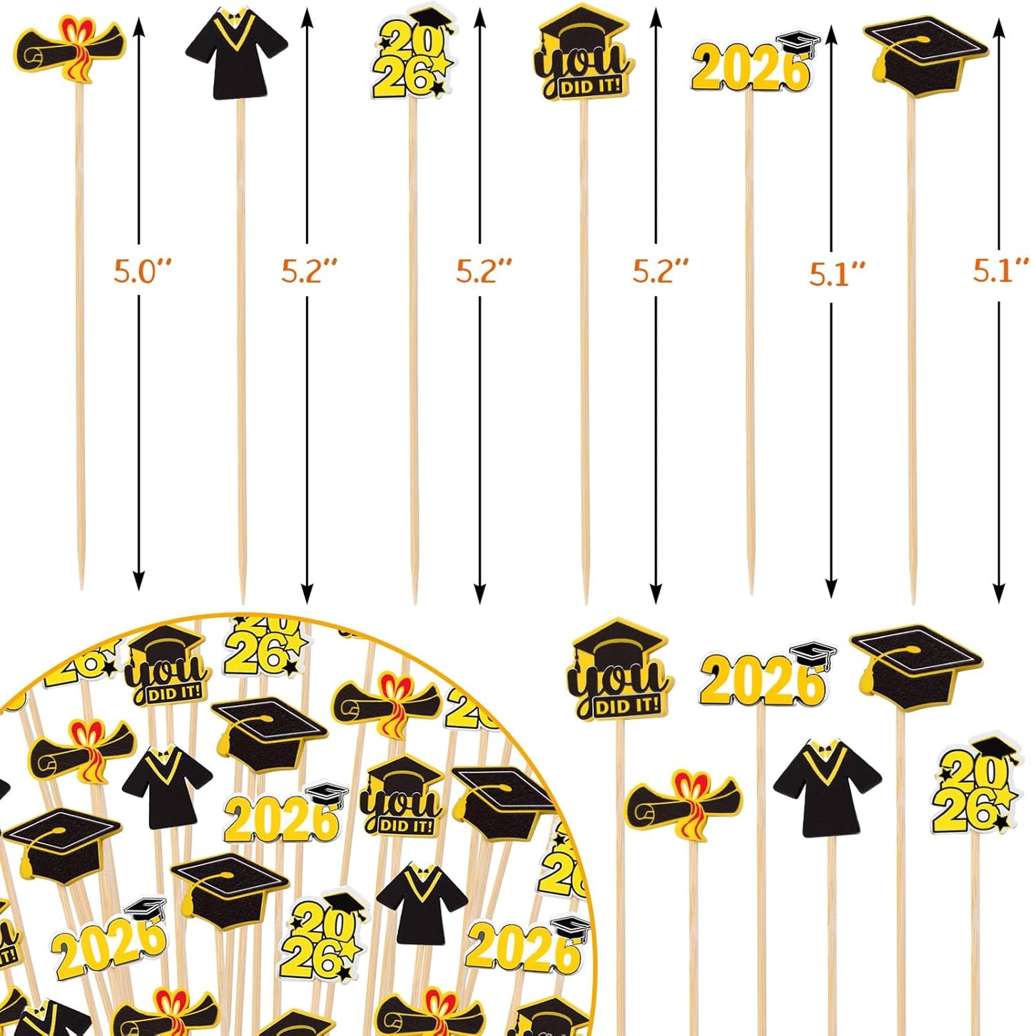 Palillos de graduación para cóctel y aperitivos 2026