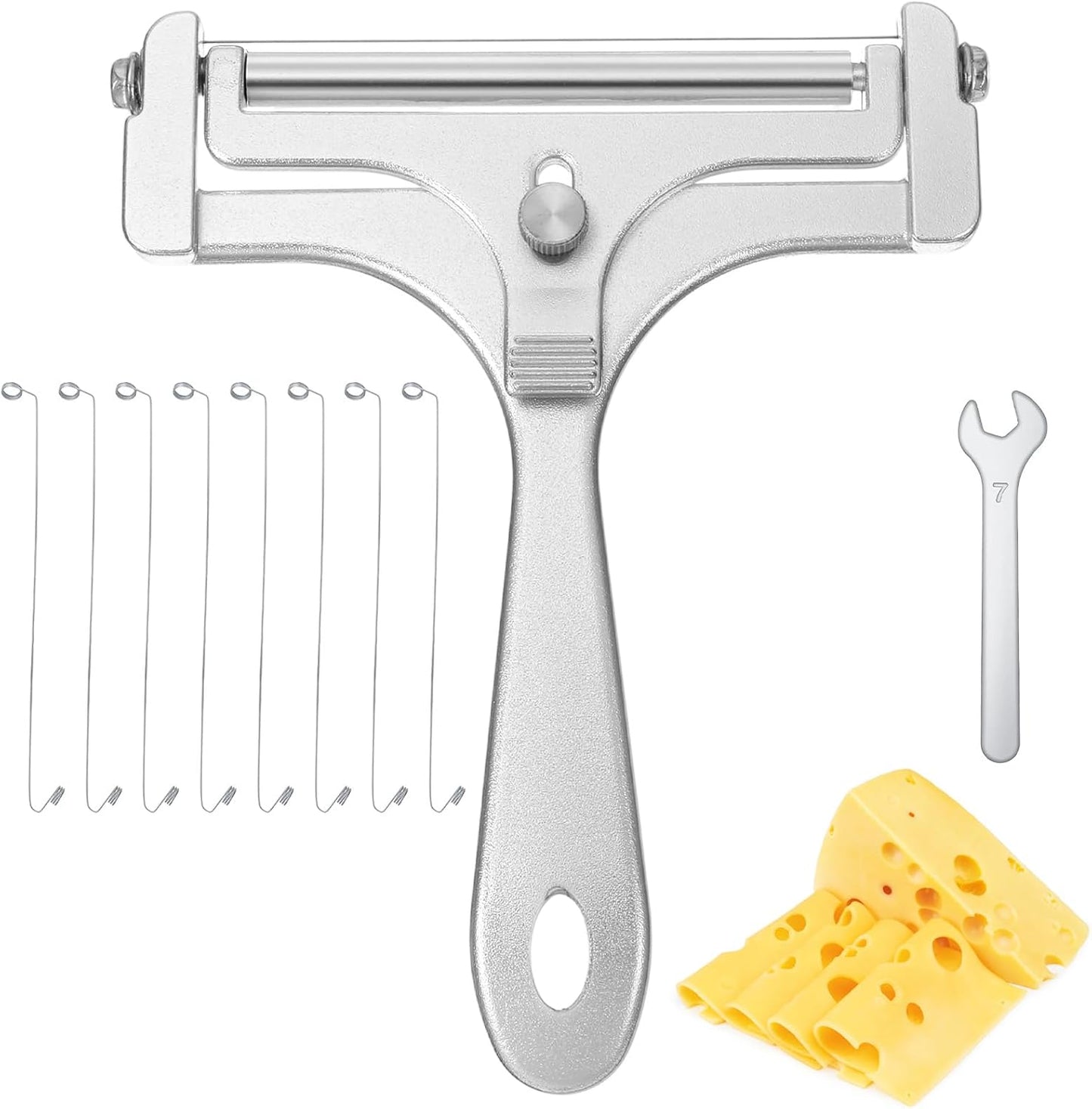 Kit rebanador de queso de acero inoxidable con 8 cables y llave ajustable