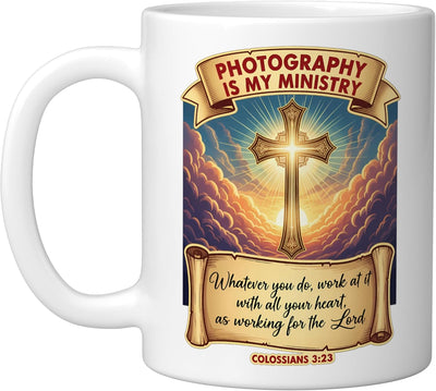 Taza de cerámica para fotógrafo cristiano con mensaje de Jesucristo