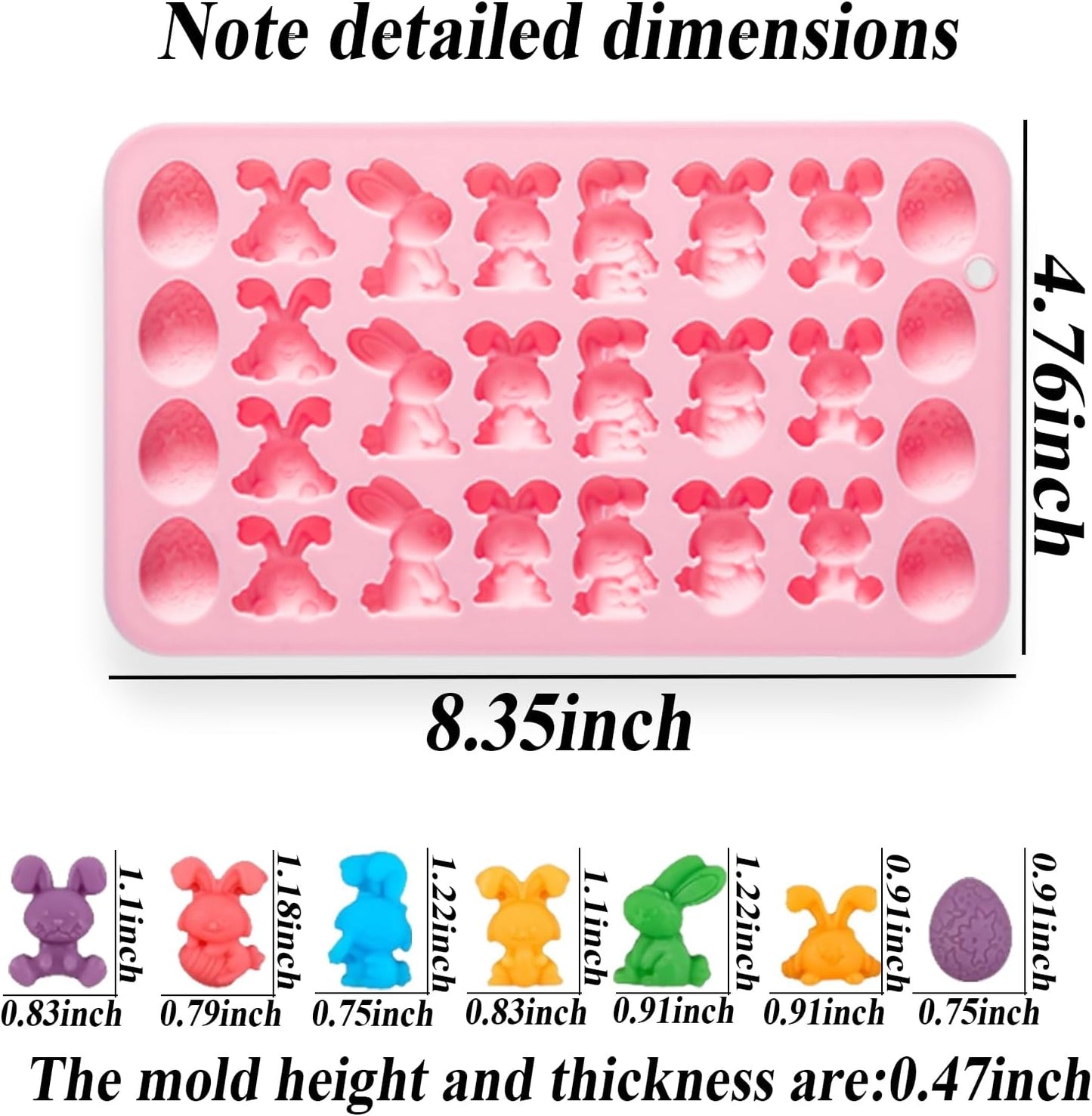 Paquete de 2 moldes de silicona Pascua con 27 cavidades para huevo, chocolate, pasteles, pudín, gelatina y decoraciones