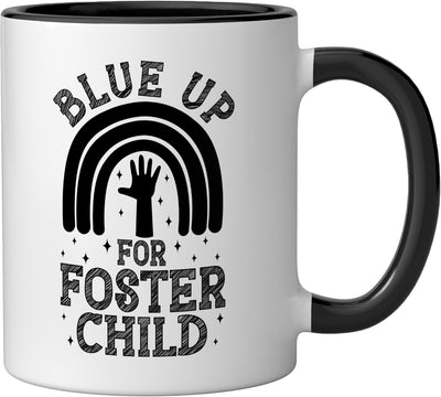 Taza de cerámica para conciencia sobre cuidado Foster, negra/blanca
