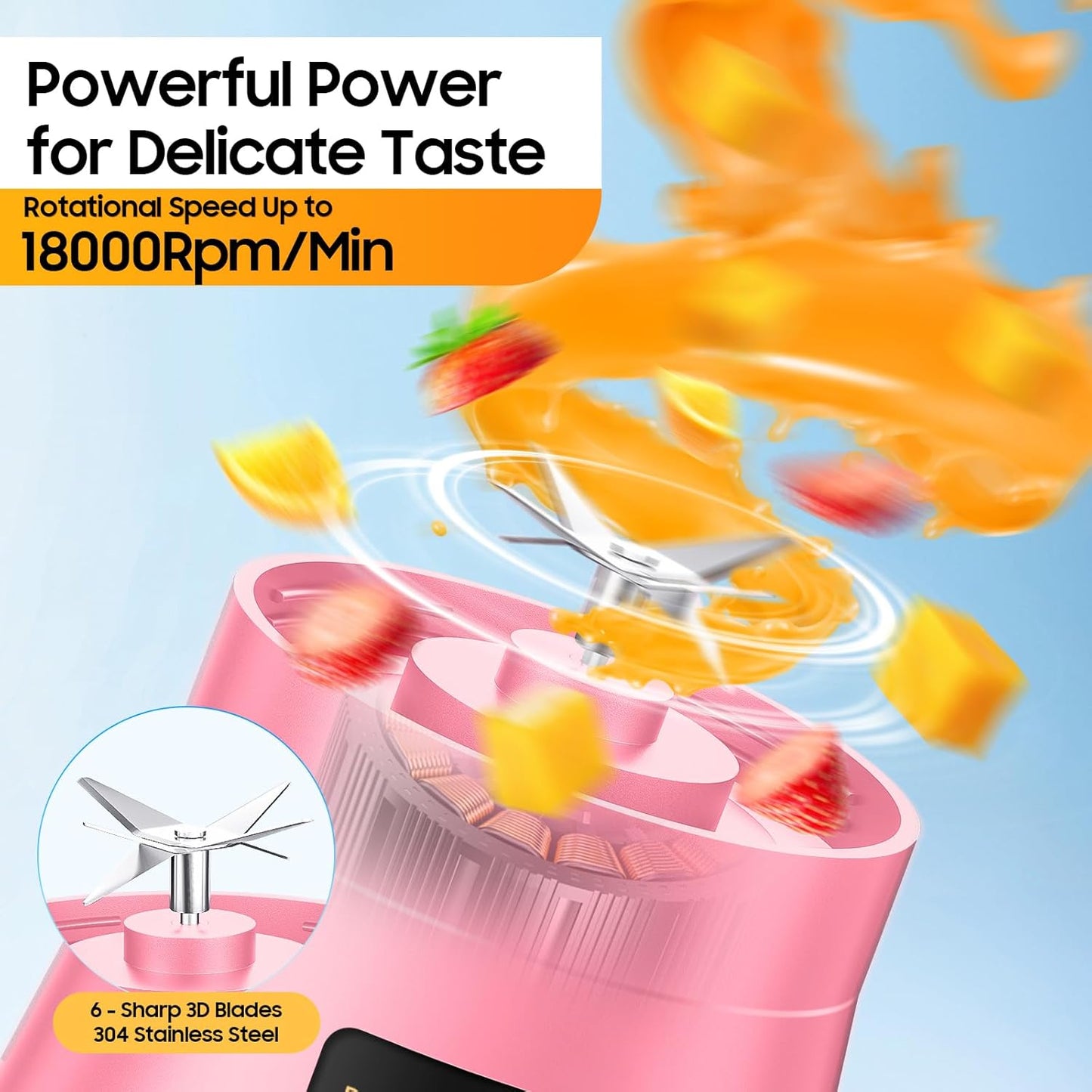 Licuadora portátil inalámbrica 12oz 6 cuchillas para batidos