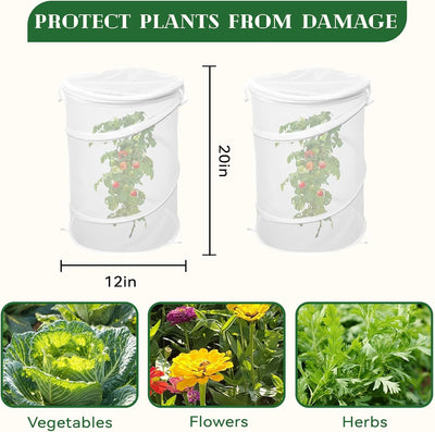 2 Cubiertas Plantas 12x20pulg con Estacas y Bolsa Malla Insectos