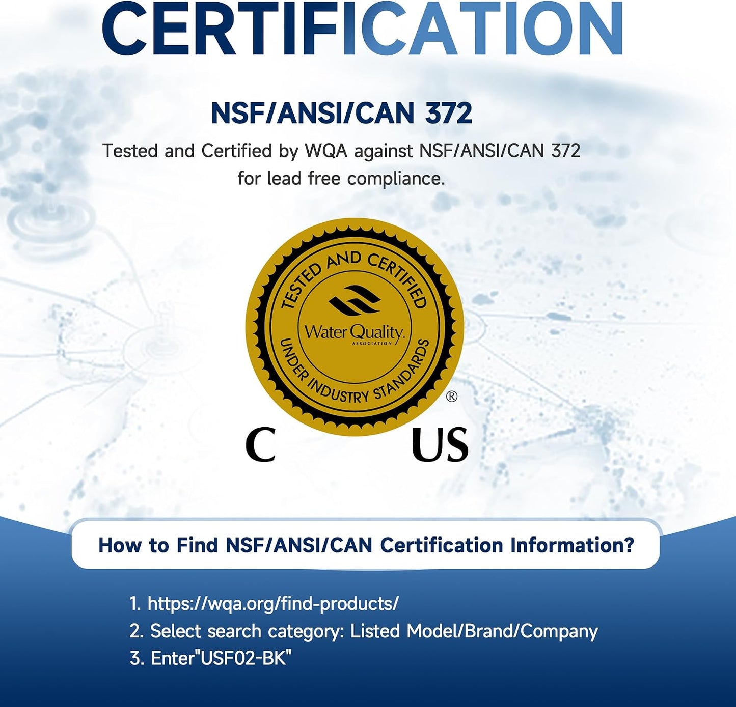 Sistema filtro agua fregadero 20K galones fibra carbono 0.5μm NSF
