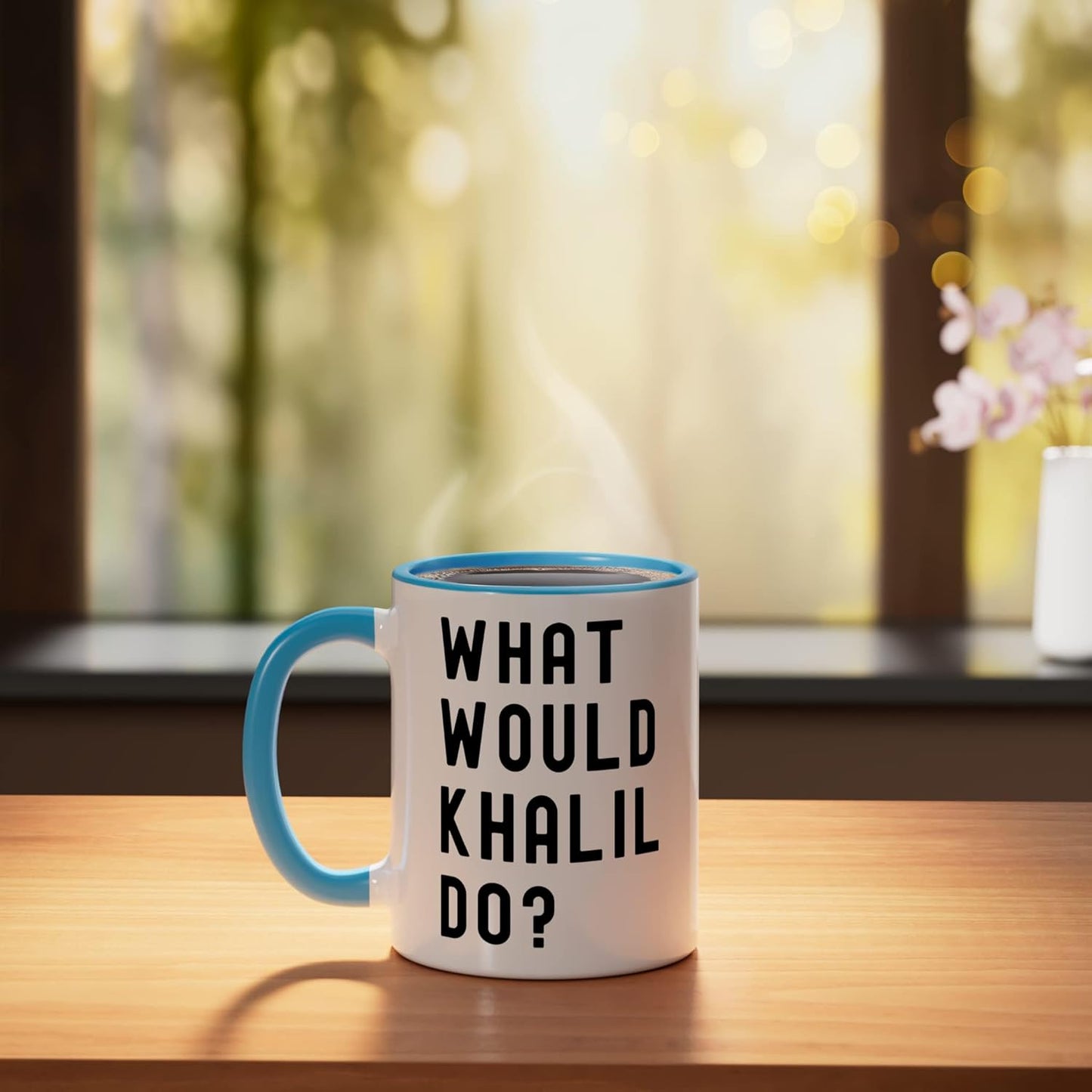 Taza cerámica What Would Khalil Do? Azul/Blanco