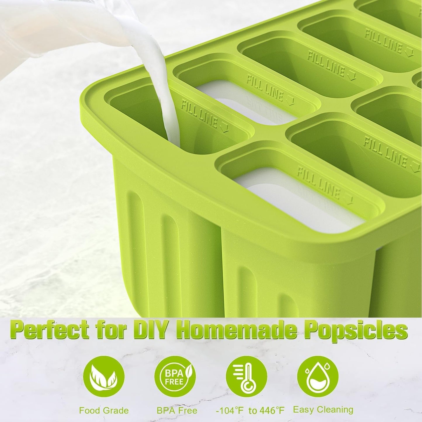 Moldes de paletas de silicona 10 piezas sin BPA para hacer paletas de hielo