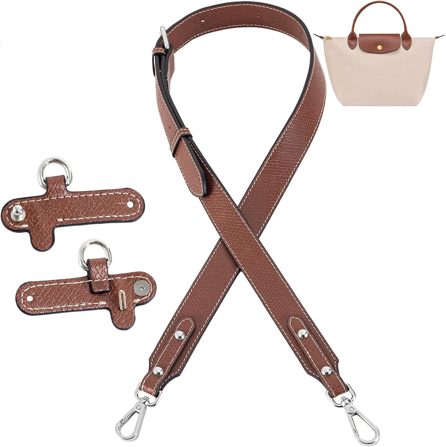 Correa cuero repuesto bolso Longchamp Le Pliage S/M ajustable