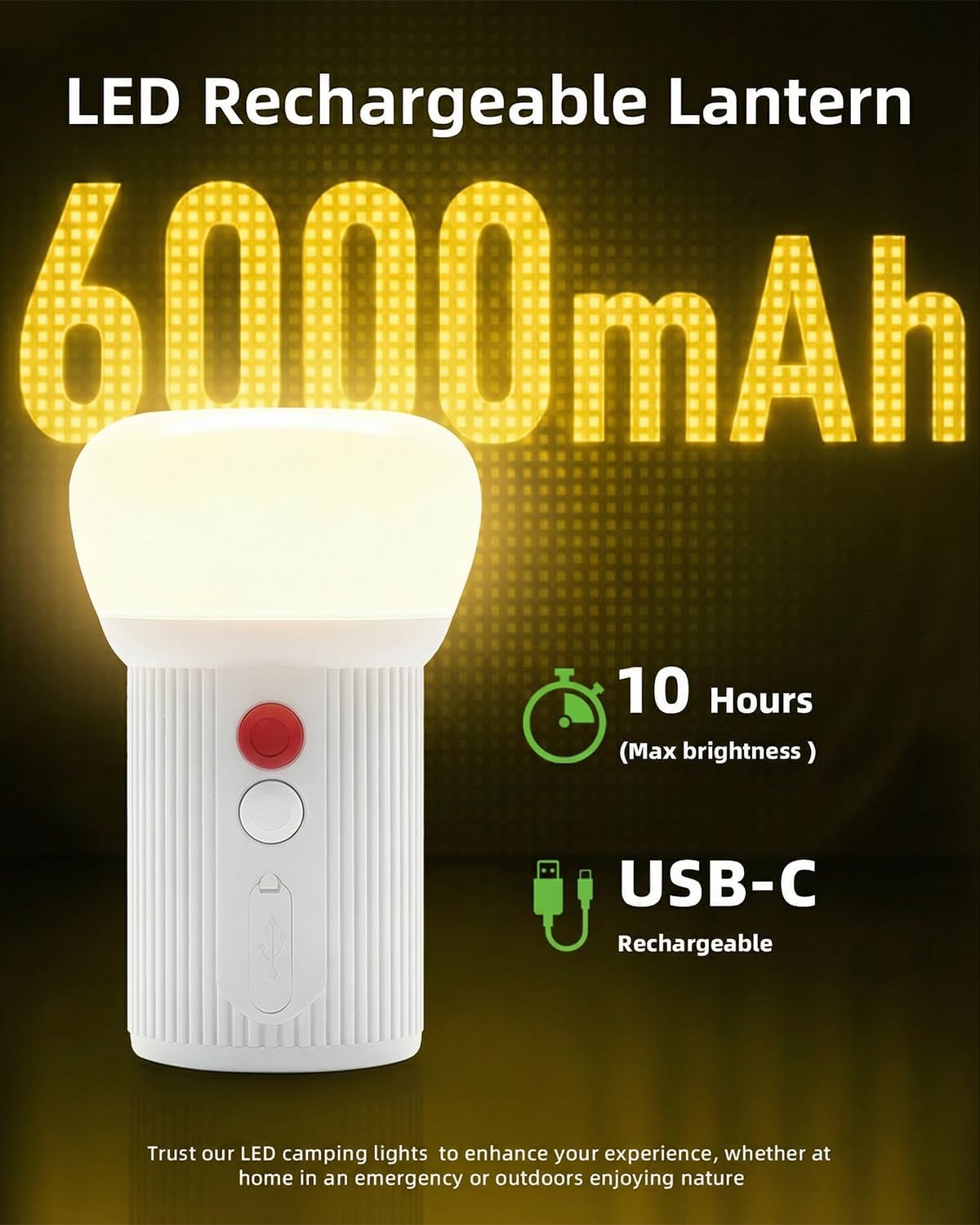 Linterna LED recargable camping paquete 2