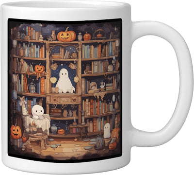 Taza Cerámica Halloween Fantasma Blanco