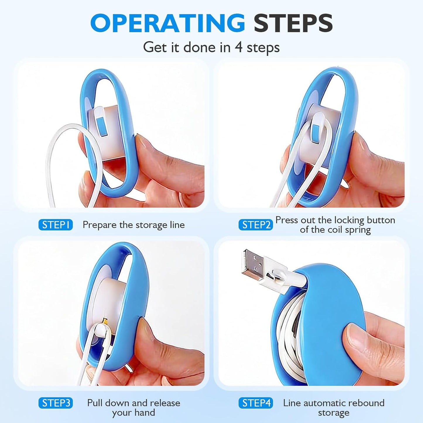 Carrete cable retráctil 3 pzas para USB y auriculares