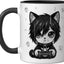 Taza de cerámica emo goth gamer con diseño negro y blanco