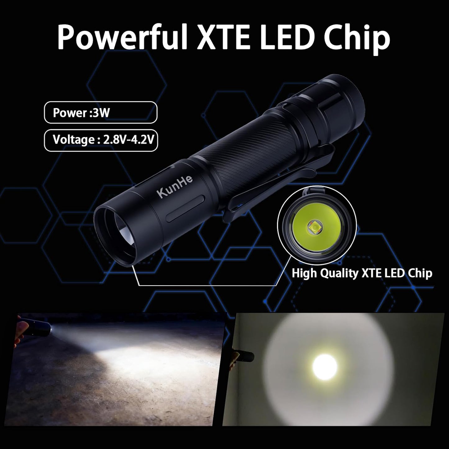 20 Linternas LED Recargables Aluminio 180lm Brillo Ajustable