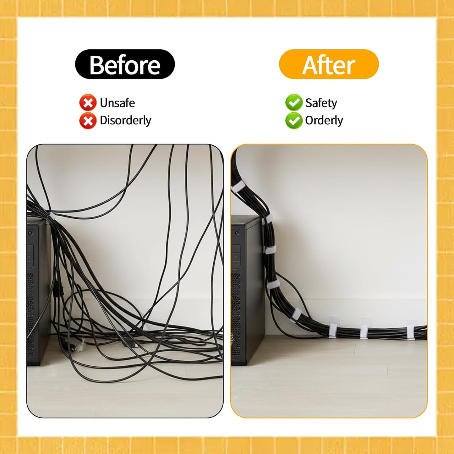 100 Bridas Cables Autoadhesivas Reutilizables Blanco