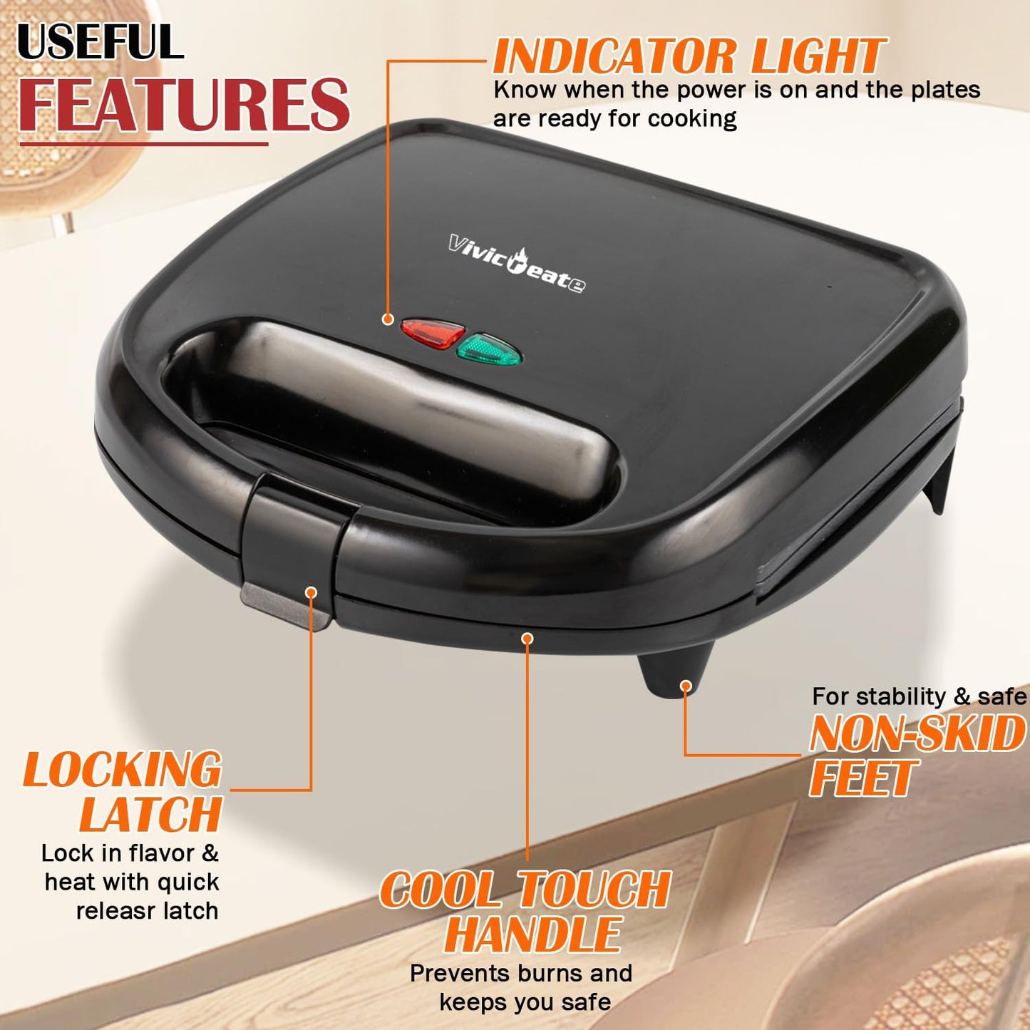 Sandwichera eléctrica y prensa de panini para cocina negro