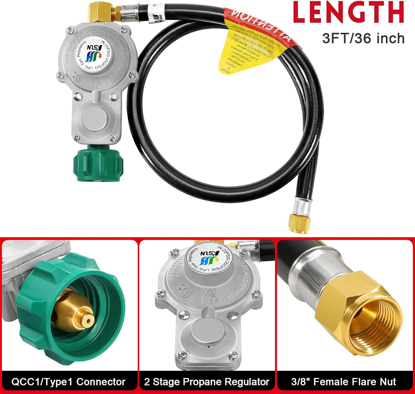 Regulador propano 2 etapas manguera 3ft RV