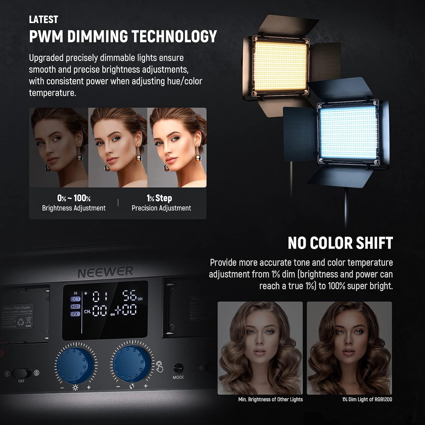 Kit 2 Luces LED RGB1200 60W con App 2.4G Soporte Trípode