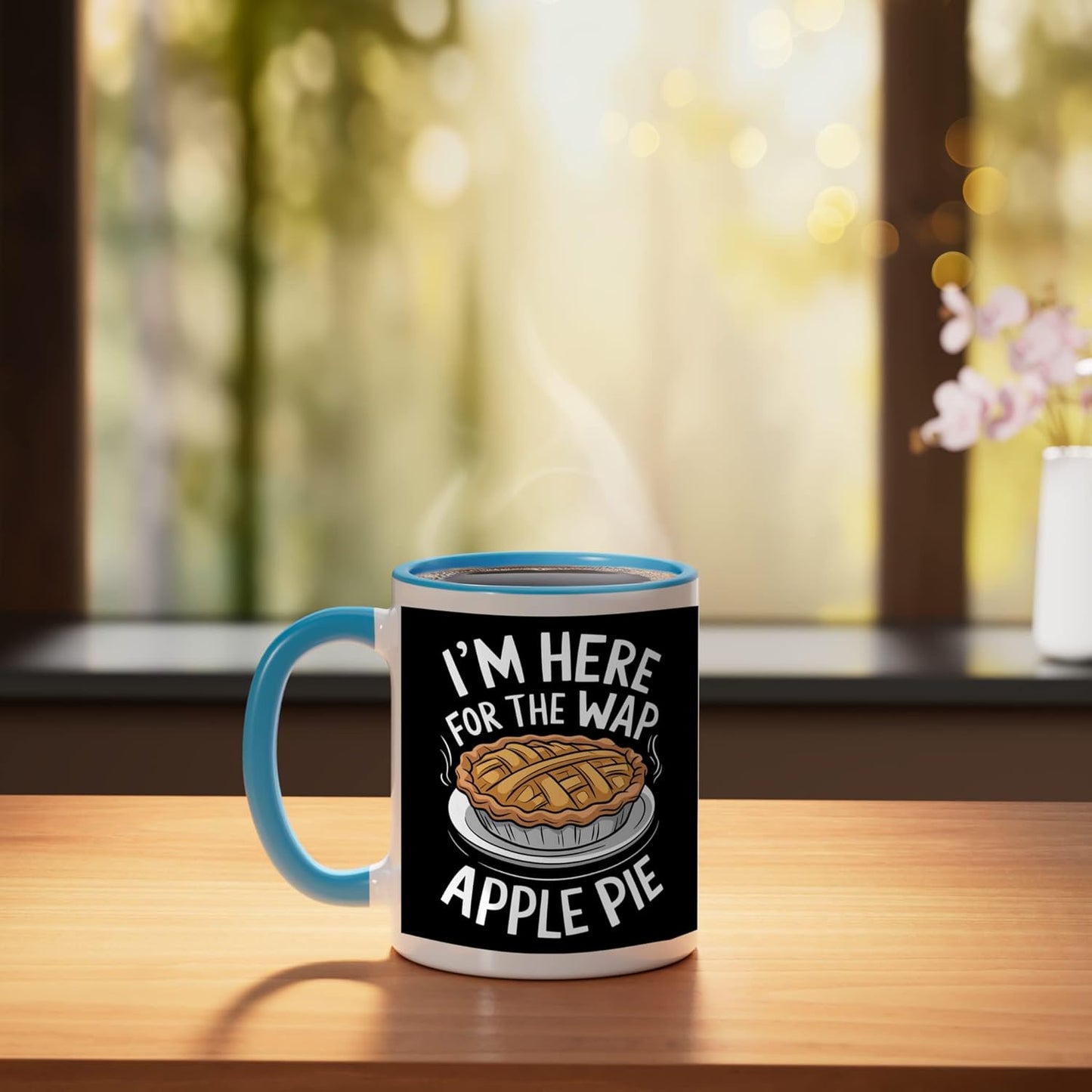 Taza Cerámica Postre Tarta Manzana Azul/Blanco