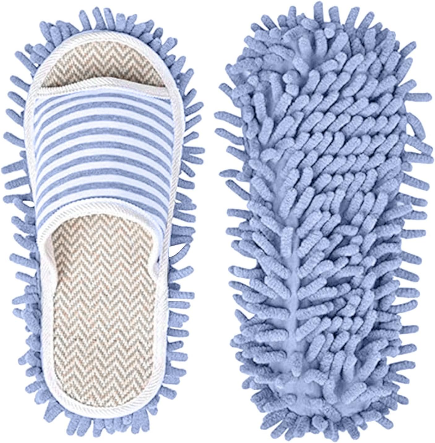 Pantuflas microfibra azul limpieza pisos lavables 35-44