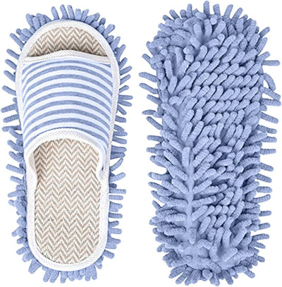 Pantuflas microfibra azul limpieza pisos lavables 35-44