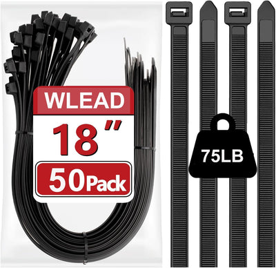 Bridas cierre negro 18pulg resistencia 75lb paquete 50