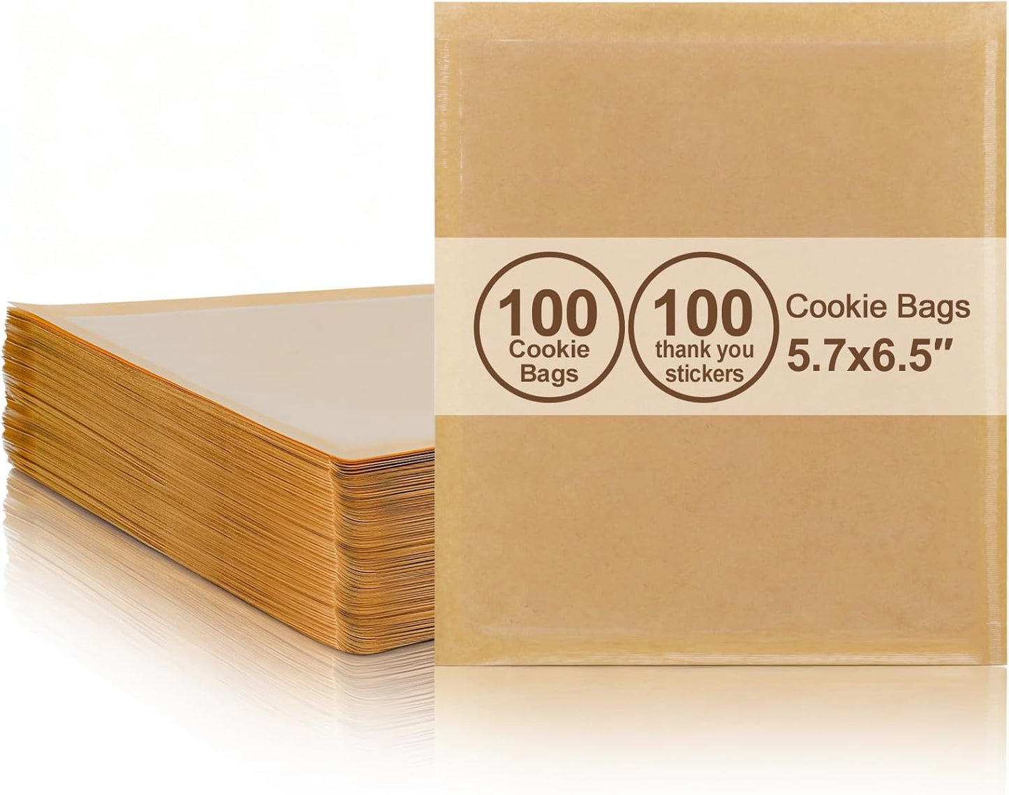 Bolsas individuales de papel kraft sellables para galletas 5.7 x 6.5 pulgadas