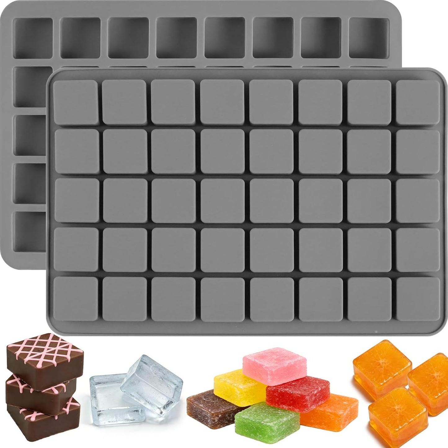Molde de silicona cuadrado para cubitos de hielo y dulces con 80 cavidades