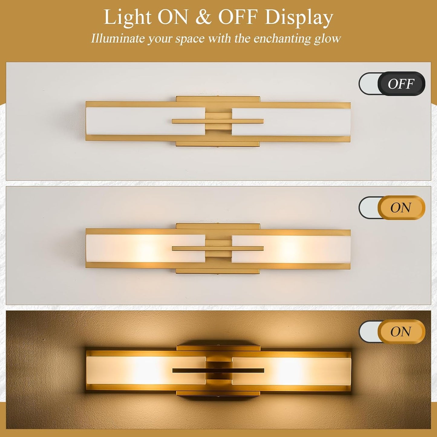 Lámpara tocador moderna 24pulg 2 luces vidrio blanco