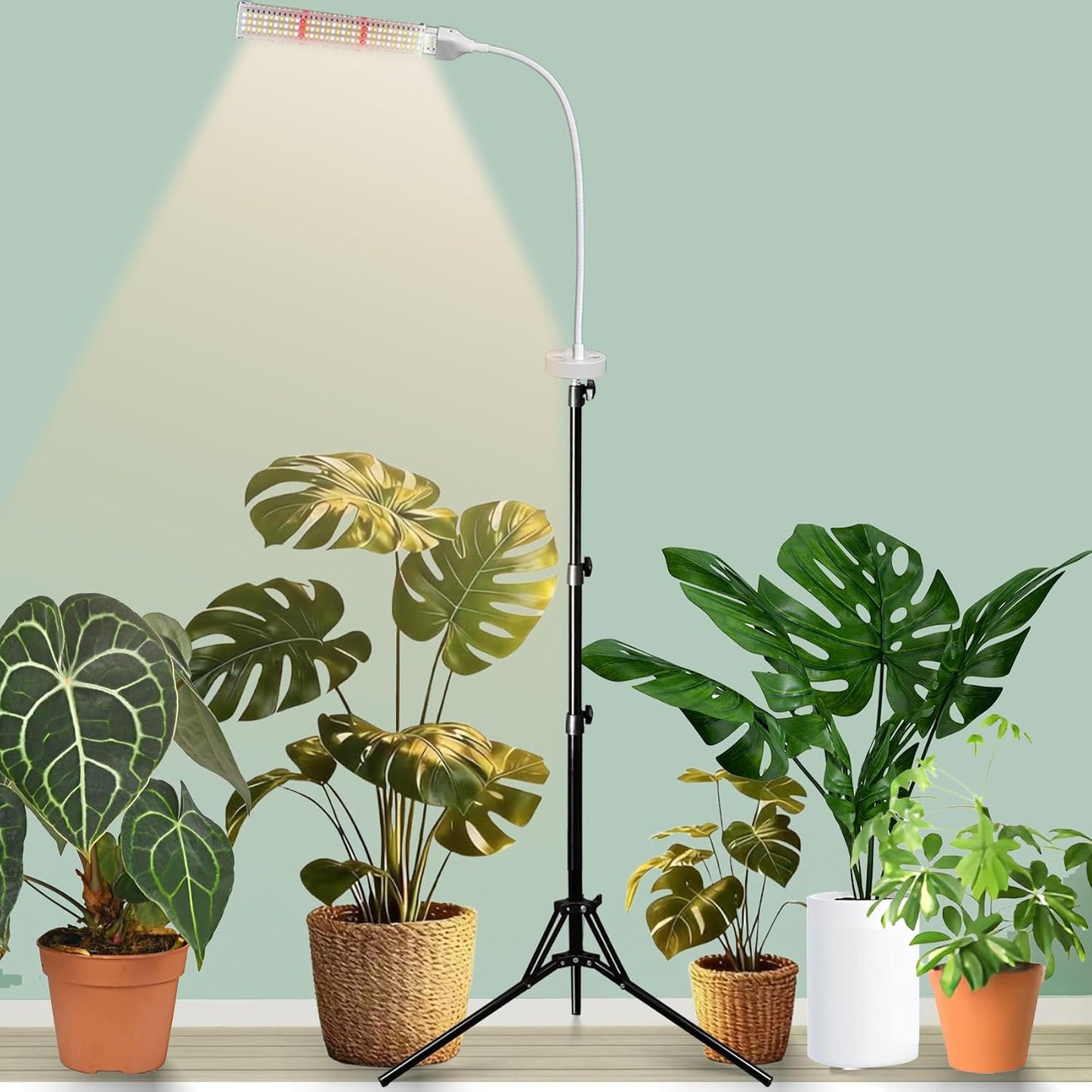 Luz LED cultivo plantas interior 105 LEDs ajustable