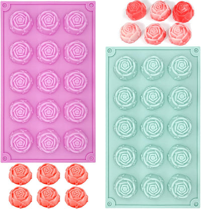 Moldes de silicona para fondant rosa con 15 cavidades