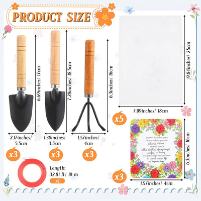 Set 3 Guantes Jardinería Floral Regalo Mamá Abuela