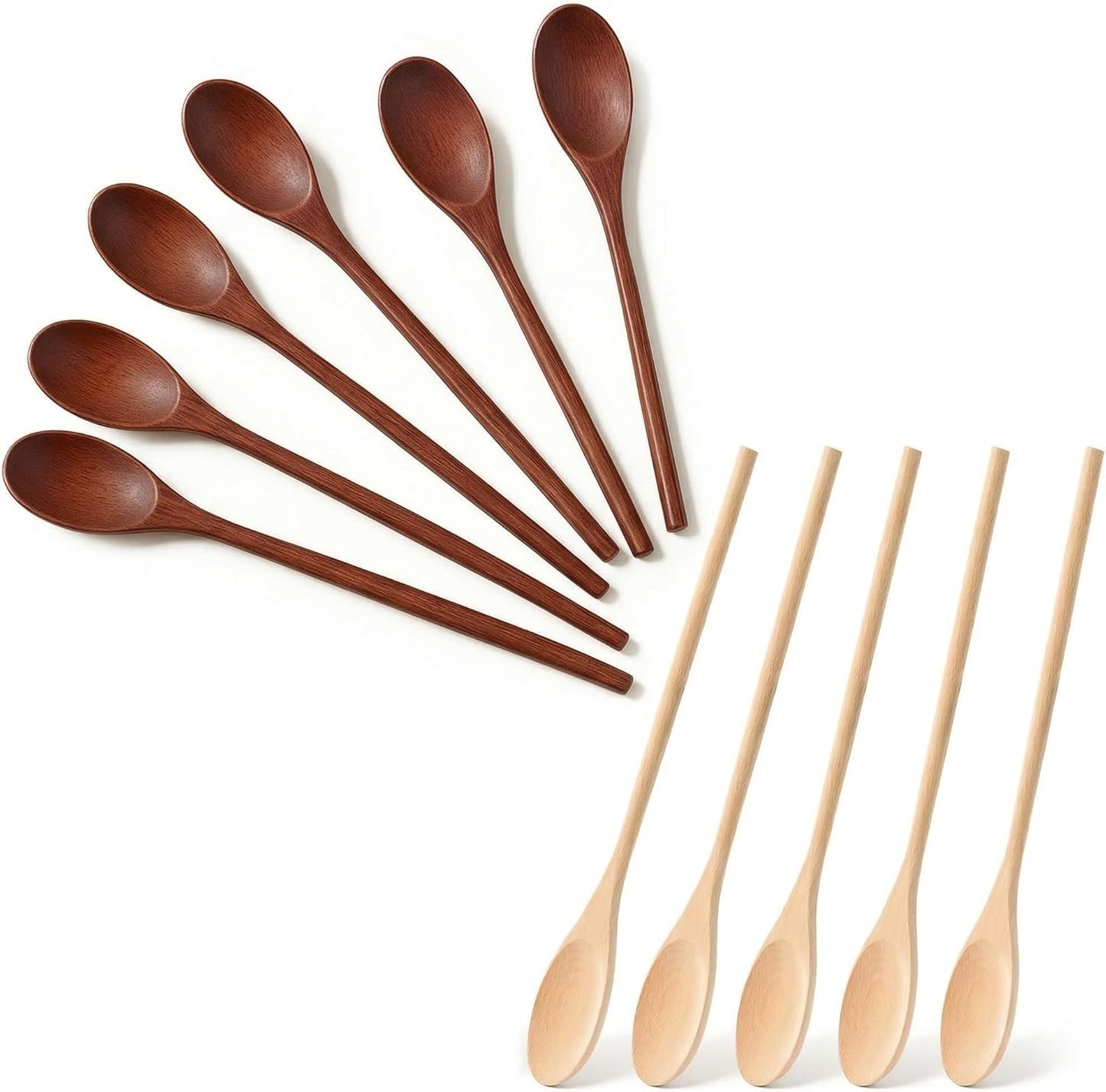 Juego de 12 cucharas de madera natural varios tamaños