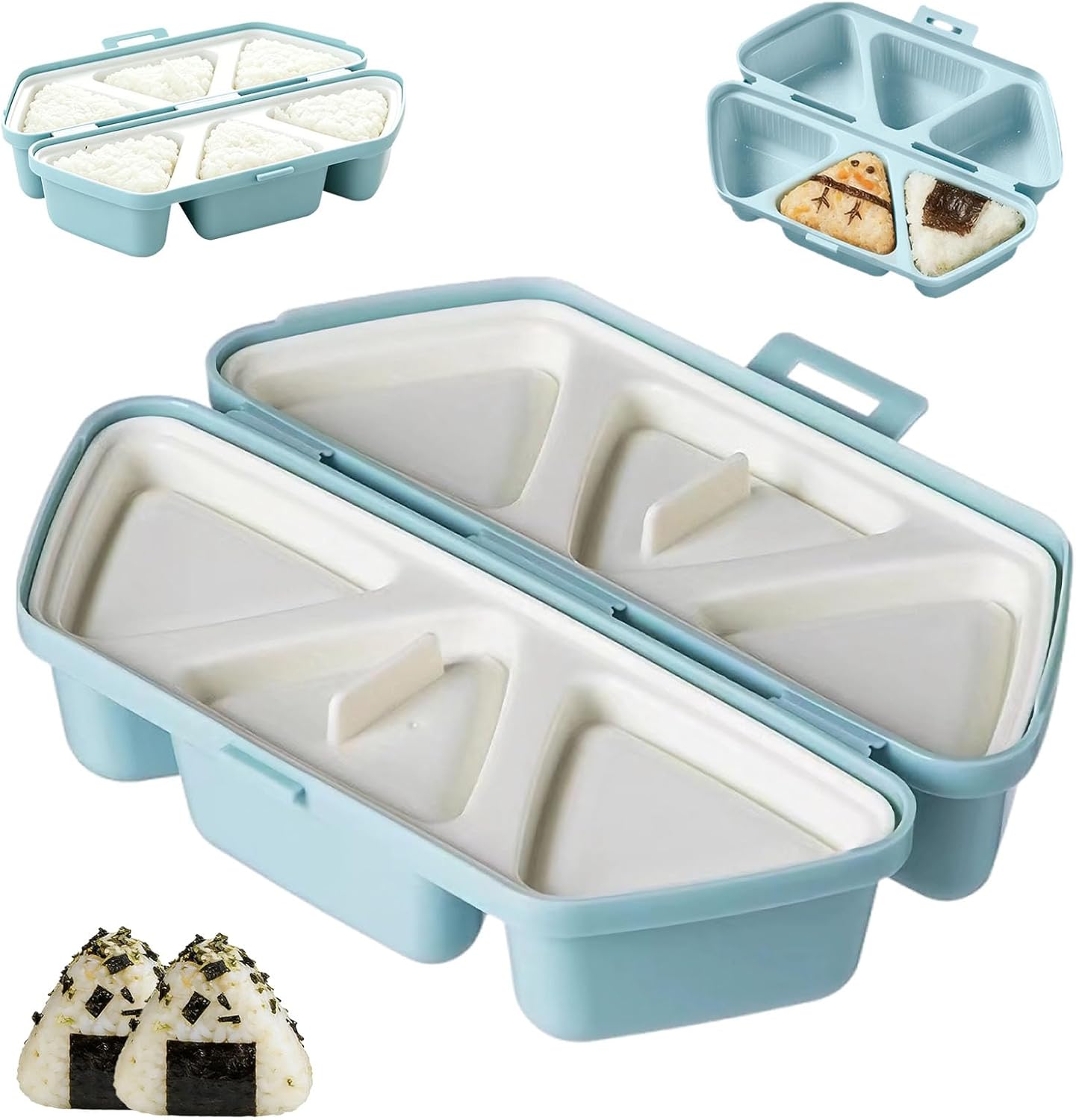 Molde Onigiri 6en1 Triangular para Sushi Azul