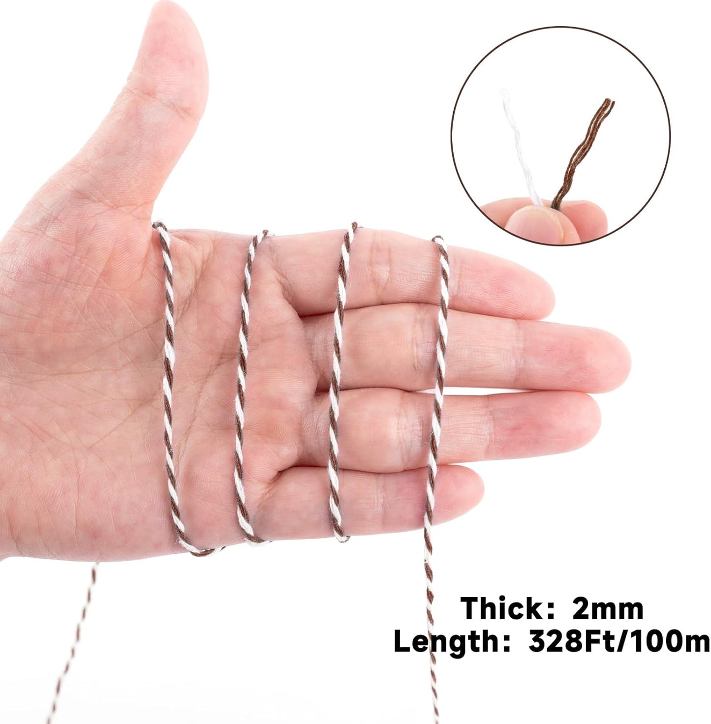 Cuerda cocina 328ft 2mm marrón claro para regalos macramé