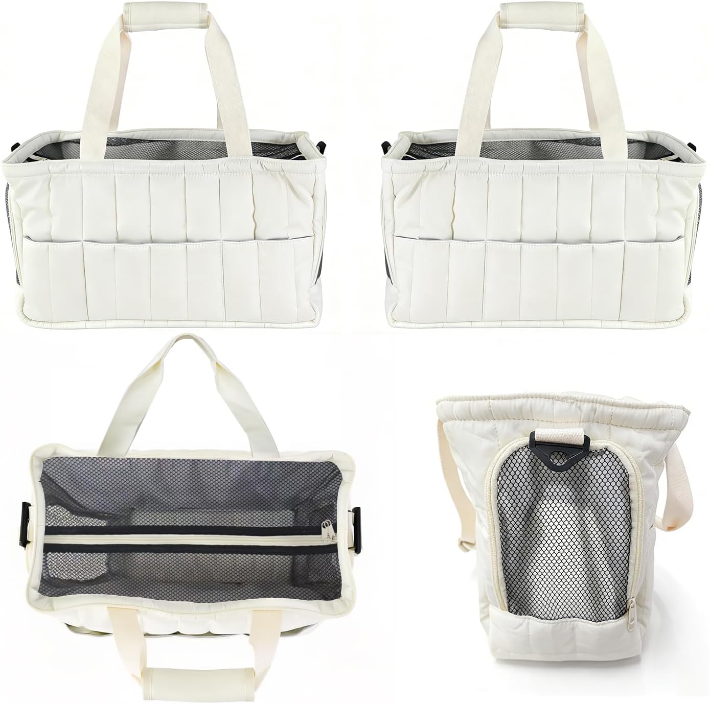 Bolsa transporte mascotas perros gatos con correa segura blanco